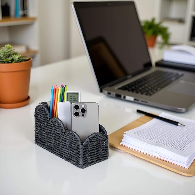 CubesLand Scalloped TV Remote Control Holder Bedside Organizer, Office Desk - Image 6