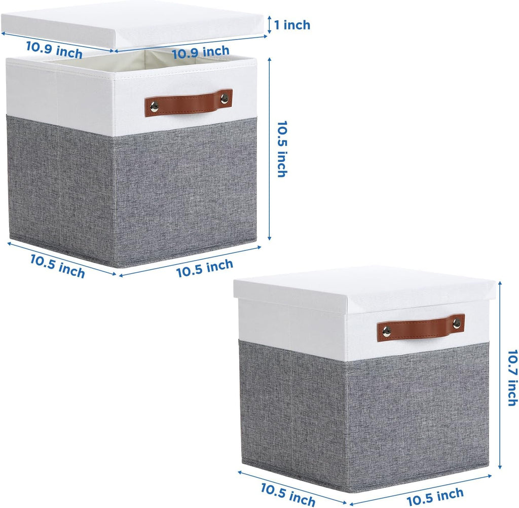 Foldable Fabric Storage Bins with Lids, 2-Pack Storage Bin for