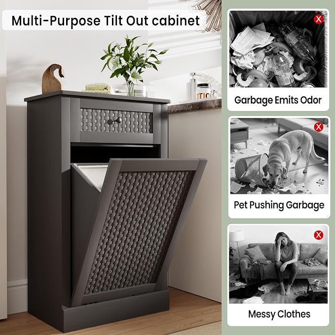 Tilt Out Laundry Hamper Cabinet, 10 Gallon Laundry Cabinet - Image 6
