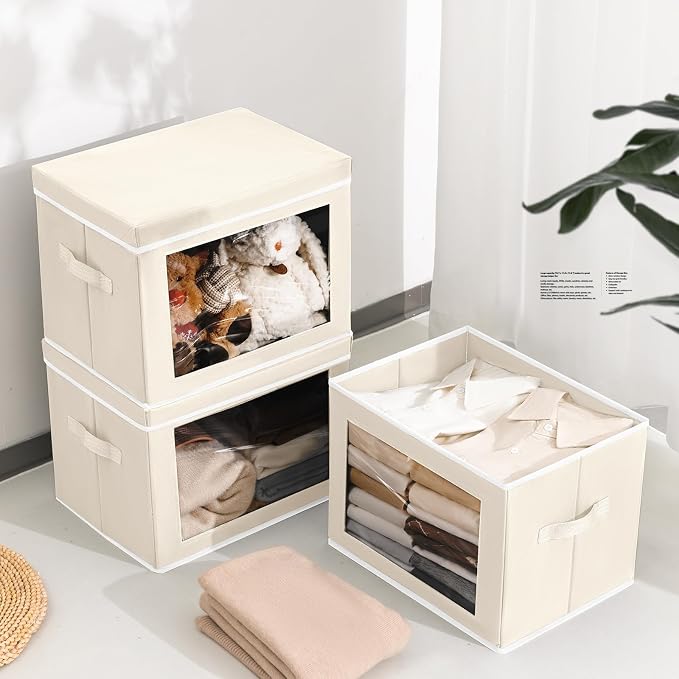 Fabric Storage Bins with Lids, Decorative Storage Boxes, Closet Storage Bins - Image 3