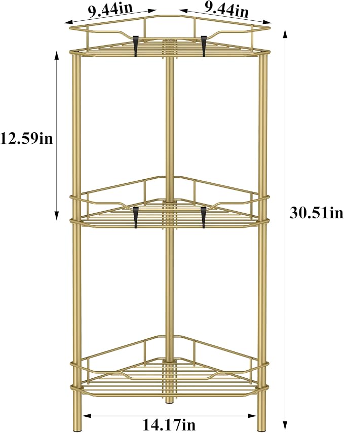 3 Tier Floor Standing Corner Shower Caddy Organizer Shelf - Image 7