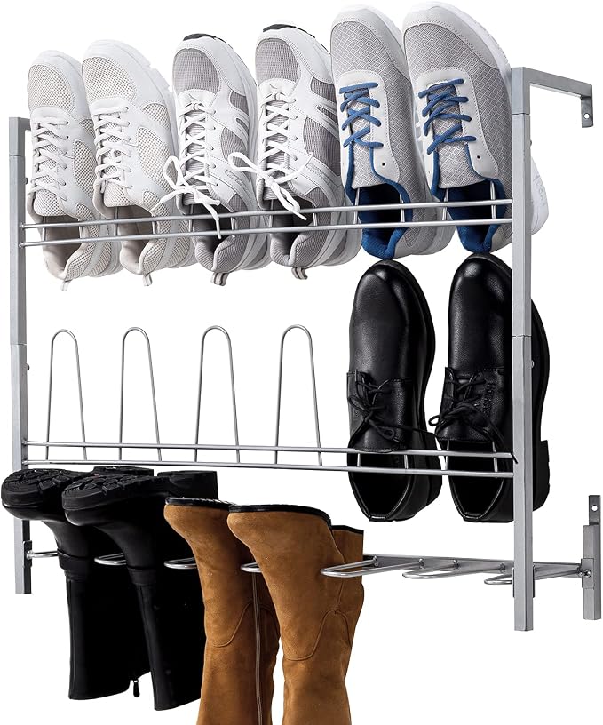 MyGift Premium Silver Metal Hanging Wall Shoe Rack by MyGiftHome
