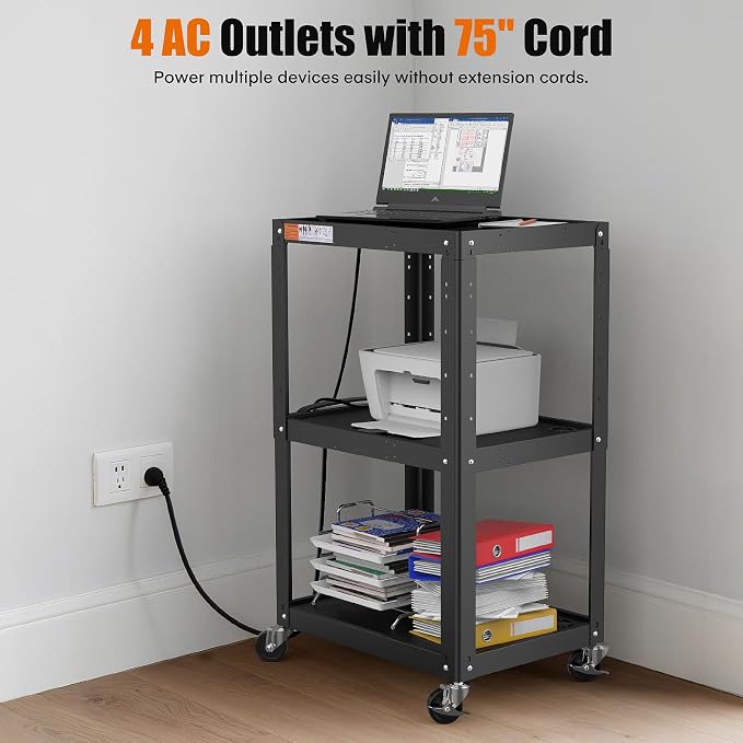 3 Shelf Metal Utility Cart - Image 6
