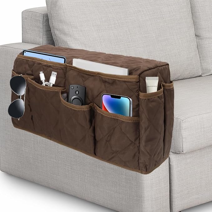Remote Control Holder, Non Slip Bedside Armchair Caddy, Recliner Arm Caddy by DecorateYourLife