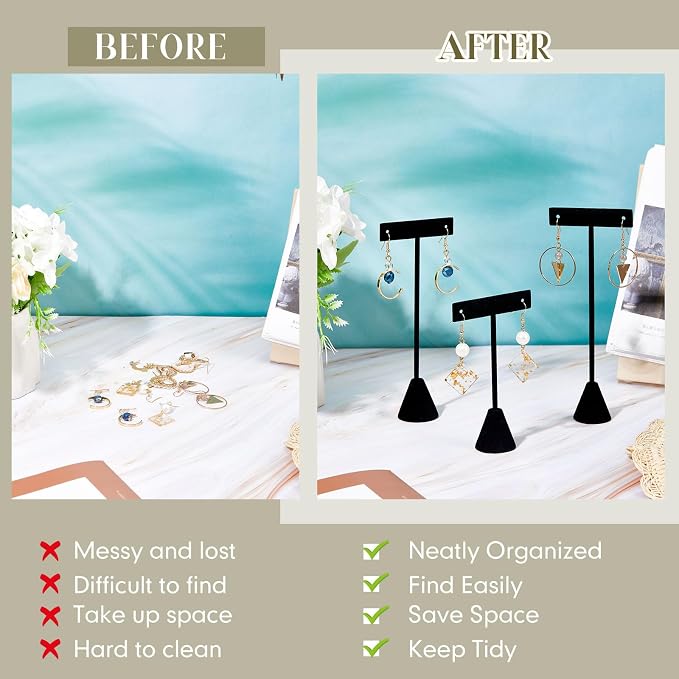 Marsui 18 Pcs Earring Display Set Earring T Bar Display Earring Holders - Image 5