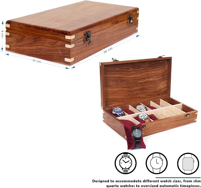 Wooden Watch Box for Men & Women, Watch Organizer & Display Case, Premium - Image 6