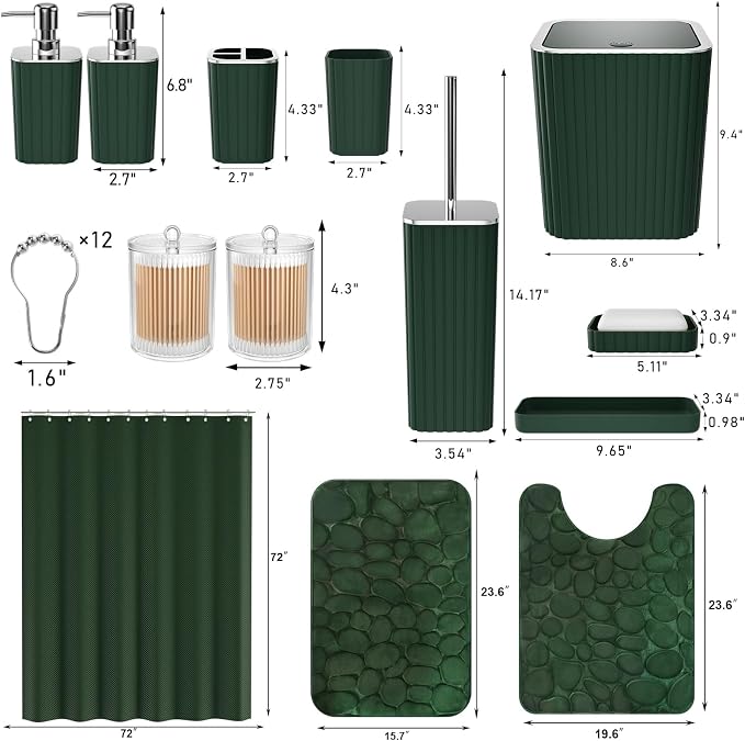 Bathroom Set- 25PC Green Bathroom Sets, Bathroom Set - Image 3