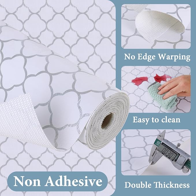 Shelf Liners for Kitchen Cabinets 17in x 30FT Non Adhesive Drawer Liner Silver - Image 3