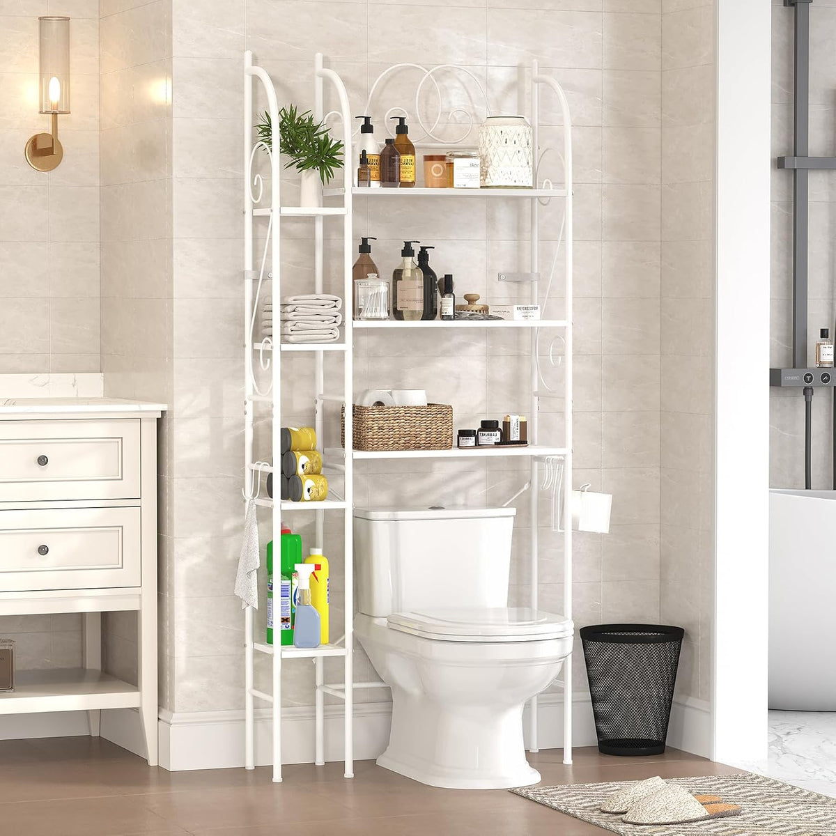 7-Tier Over the Toilet Storage Rack, Heavy-Duty Metal Bathroom