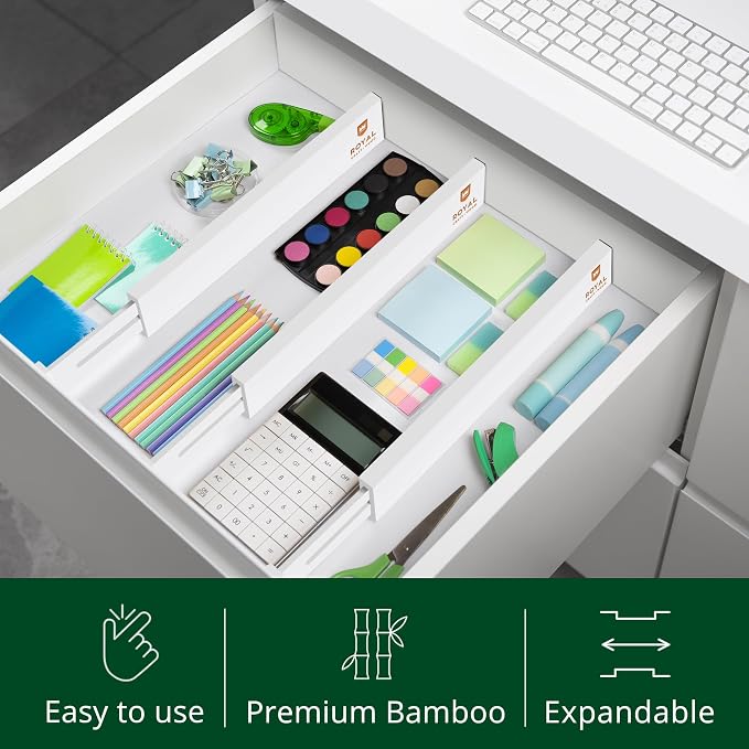 ROYAL CRAFT WOOD Adjustable Bamboo Caddy Expandable Drawer Organization - Image 5