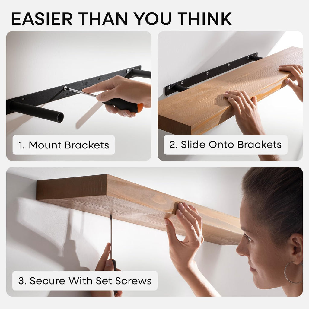 Homeforia 20 Inch Floating Shelves, High-End Solid Pine Wood, Set of 2