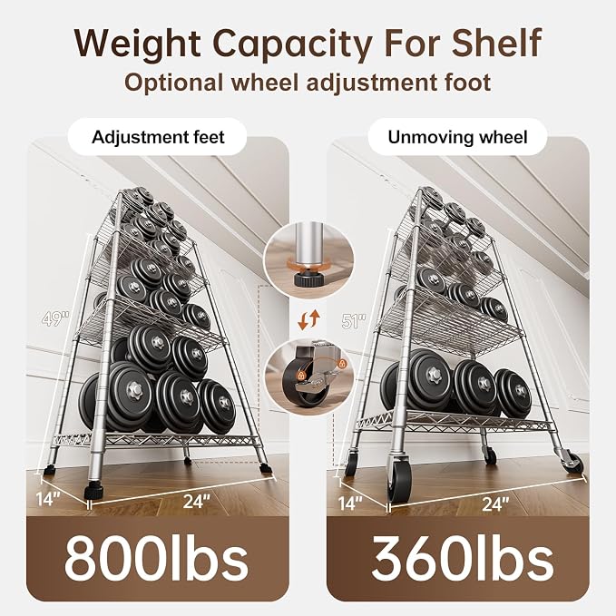 4 Tier Shelves Storage Shelf Wire Closet Bathroom Organizers Metal Pantry - Image 6