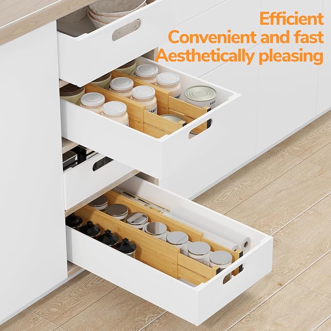 BAMEOS 4" High Drawer Dividers Bamboo Separators Organization Expandable - Image 6