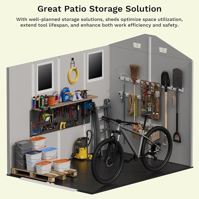 Devoko 6x8 FT Plastic Storage Shed, Outdoor Resin Garden Shed - Image 5