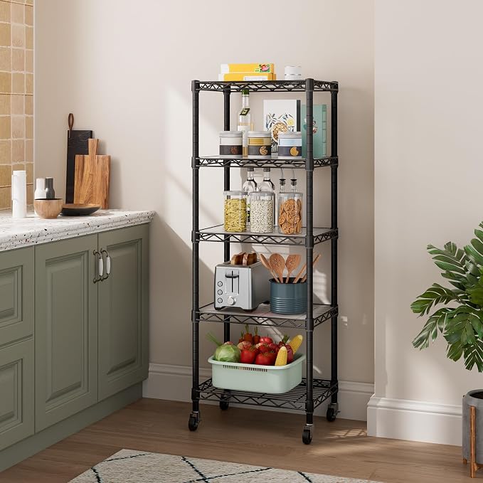 Small 5 Tier Shelves Storage Wire Shelving Unit Metal Shelf Adjustable - Image 2