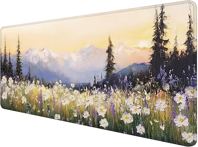 Vintage Watercolor Floral Large Mouse Pad 31.5x15.7inch, Retro Nature by Unknown