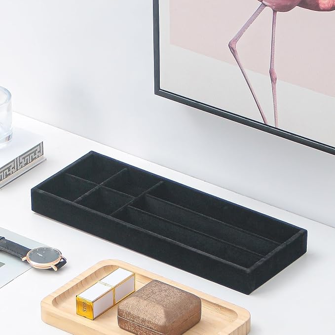 Divided Drawer Organizer Tray, Velvet Jewelry Storage Tray, Necklace Bracelet - Image 3