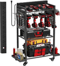 Power Tool Organizer Cart with 8 Power Outlet & Adjustable Storage, Garage by VDEVY