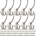 IBosins 10 Pack Heavy Duty Dual Coat Hooks Wall Mounted by IBosins