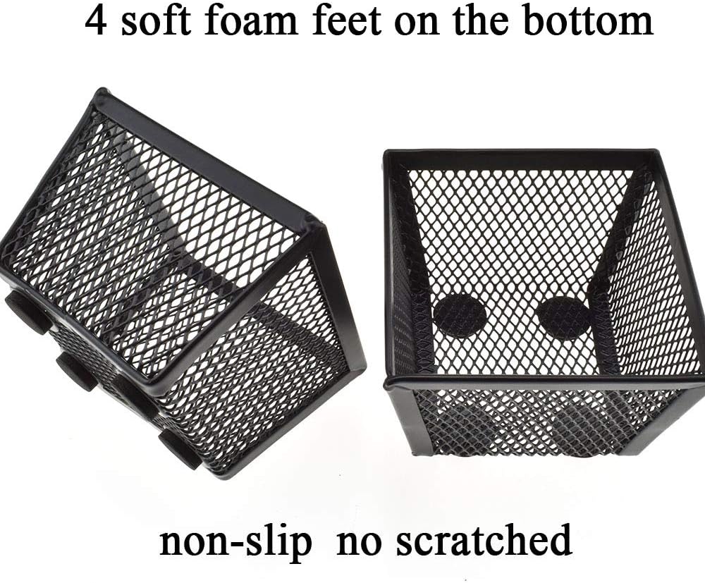 HAHIYO Stackable Paper Clip Mesh Holder cup 2.2" Height 2 Pack Black