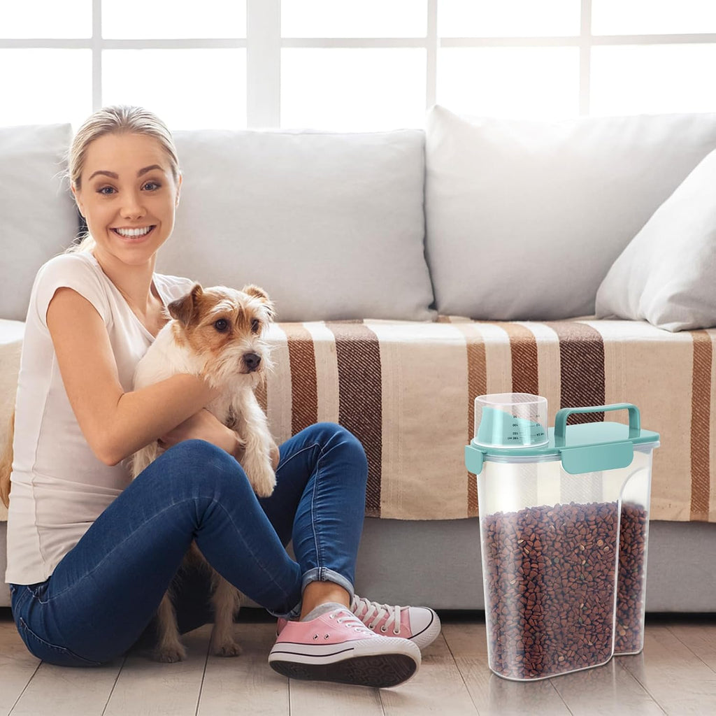 LEAWALK Cat Dog Pet Food Storage Container 5-7Lbs BPA-free (Pink+Blue)