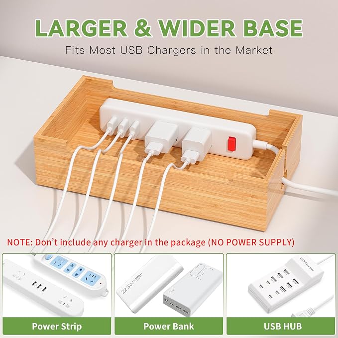 Pezin & Hulin Bamboo Charging Stand Rack, Wooden Charge Box - Image 6