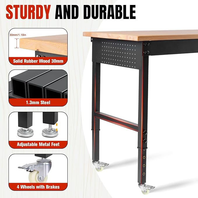48" L×24”W Adjustable Workbench - Image 7