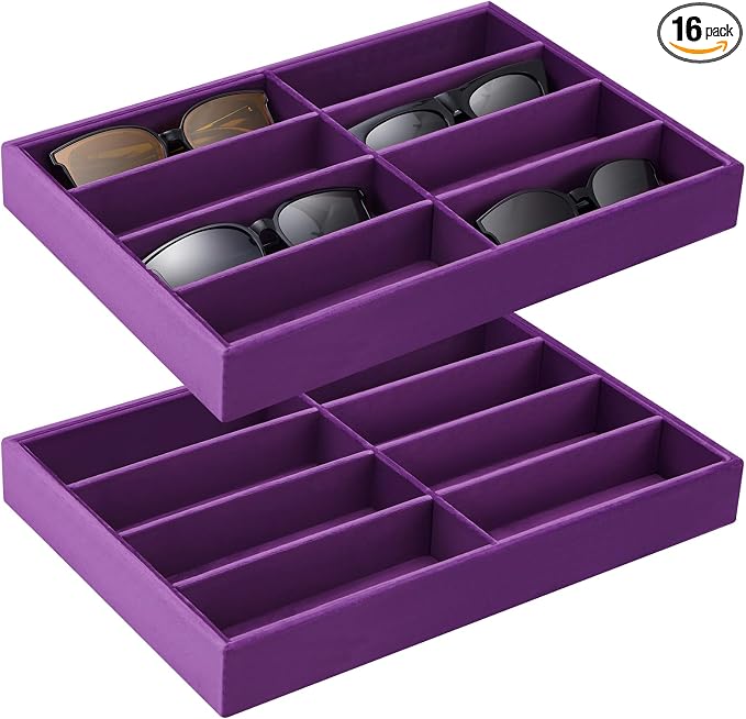 Amylove 2 Pcs Sunglass Organizer Trays Glasses Stackable Jewelry Trays Sunglass by Amylove
