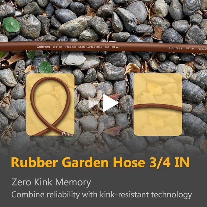 Garden Hose 25FT x 3/4", Heavy Duty Rubber Hose, Water Hose - Image 4
