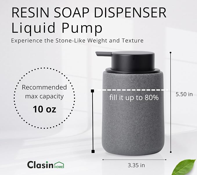 Grey Bathroom Accessories Set, Sandstone Look Soap Dispenser - Image 5