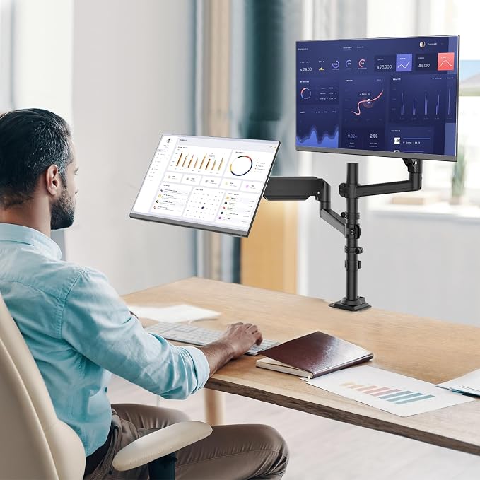 WALI Dual Monitor Mount, 13-32 Inch Adjustable Spring Dual Monitor Arm - Image 8