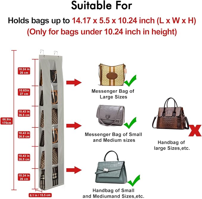 Lirex Over The Door Organizer, 2 Pack Handbag Storage - Image 2