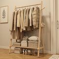 Solid Wood Clothing Rack, Rolling Clothes Rack by Muwuele