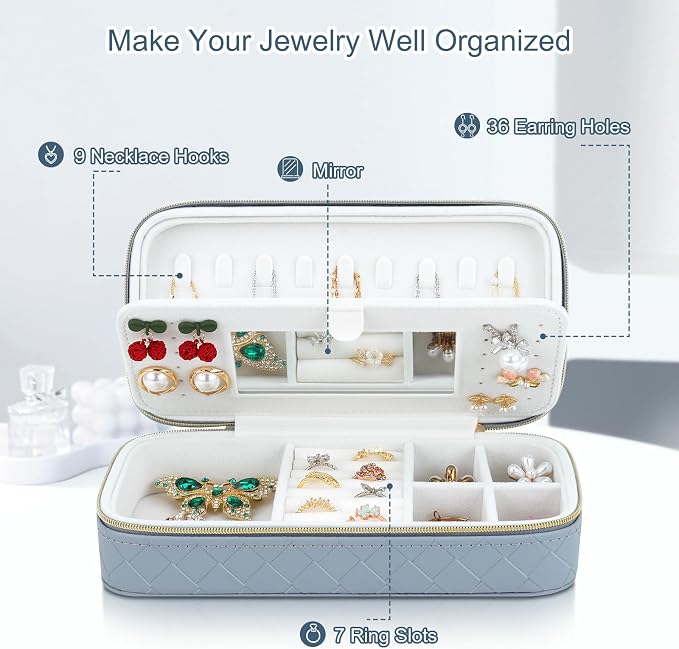 DesignSter Jewelry Organizer, Small Portable Travel Jewelry Storage - Image 2