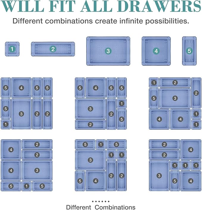 23 PCS Drawer Organizer Set, 5 Varied Size Bathroom and kitchen Drawer cabinet - Image 4
