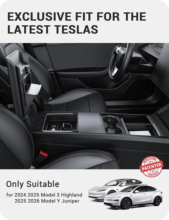 BASENOR 2026 Tesla Model Y Model 3 Center Console Organizer Tray, Cup Holder - Image 3