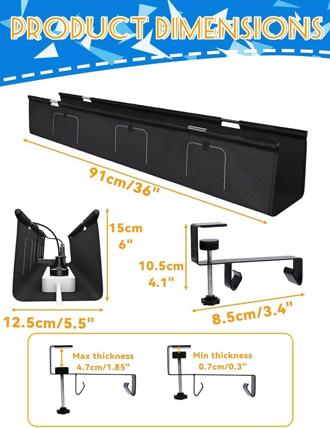 No Drill Under Desk Cable Management Tray - Image 4