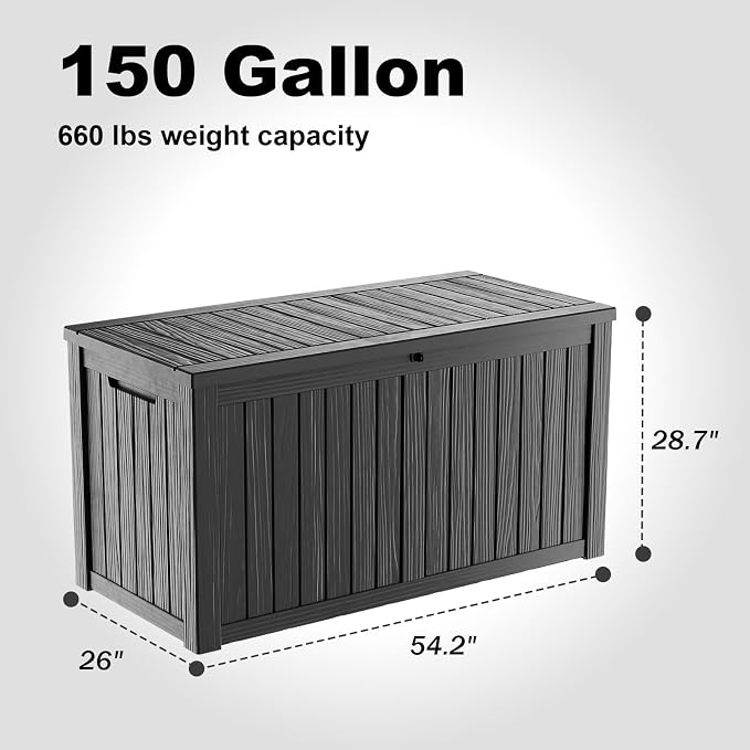 150 GallonOutdoor Storage Box, Resin Deck Boxes Waterproof, IndoorOutdoor Bin - Image 2