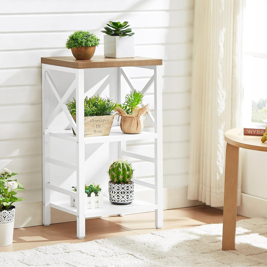 Small Bookshelf,3 Tier Industrial Bookcase with Metal Frame and