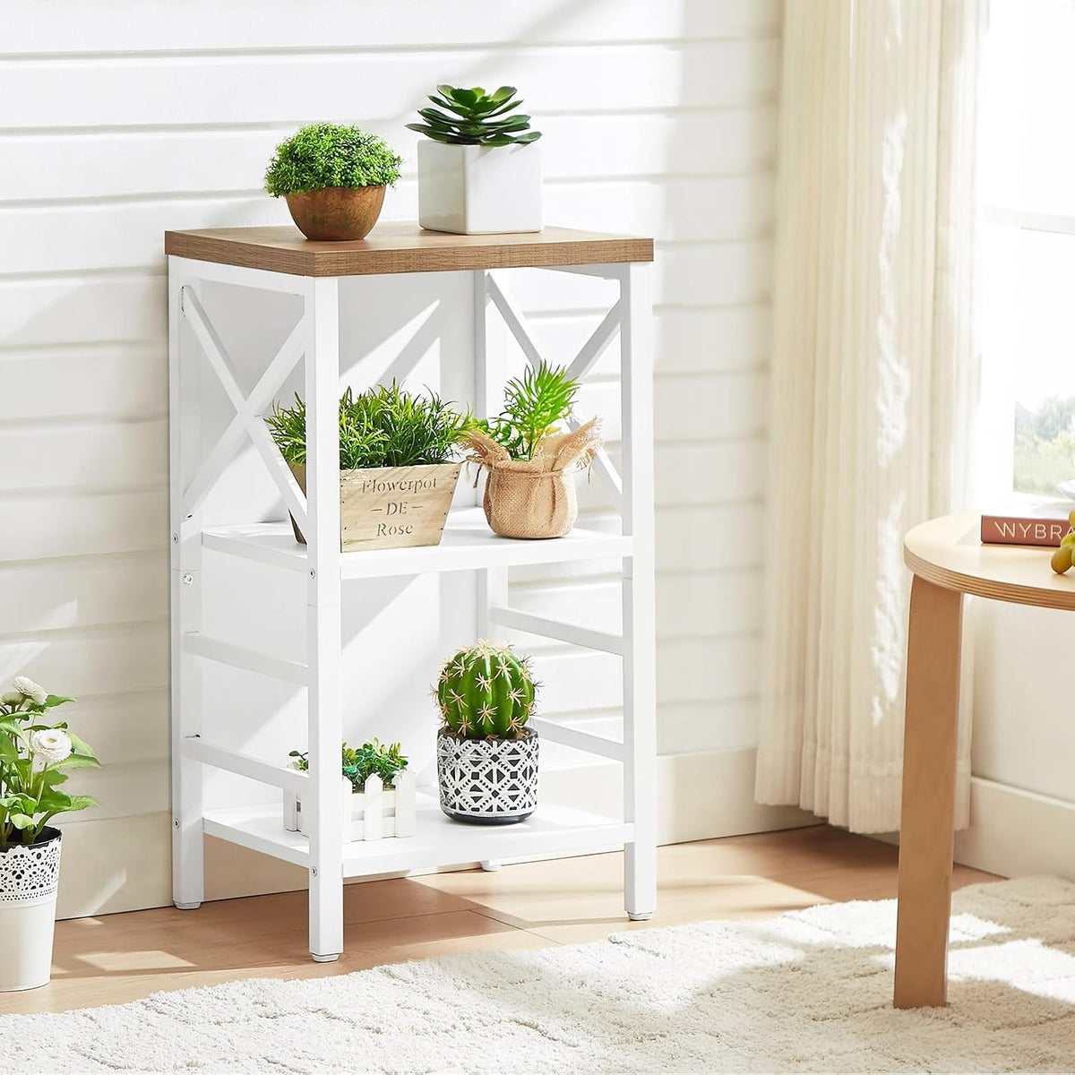 Small Bookshelf,3 Tier Industrial Bookcase with Metal Frame and