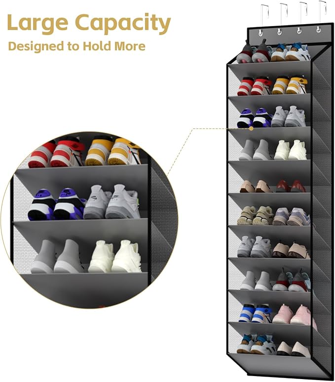 KEEPJOY 10 Tiers Mesh Over Door Shoe Organizer Storage, Hanging Shoe Holder - Image 5