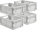 4-Pack Small Pastel Plastic Storage Baskets, Collapsible Crates by HUUSMOT