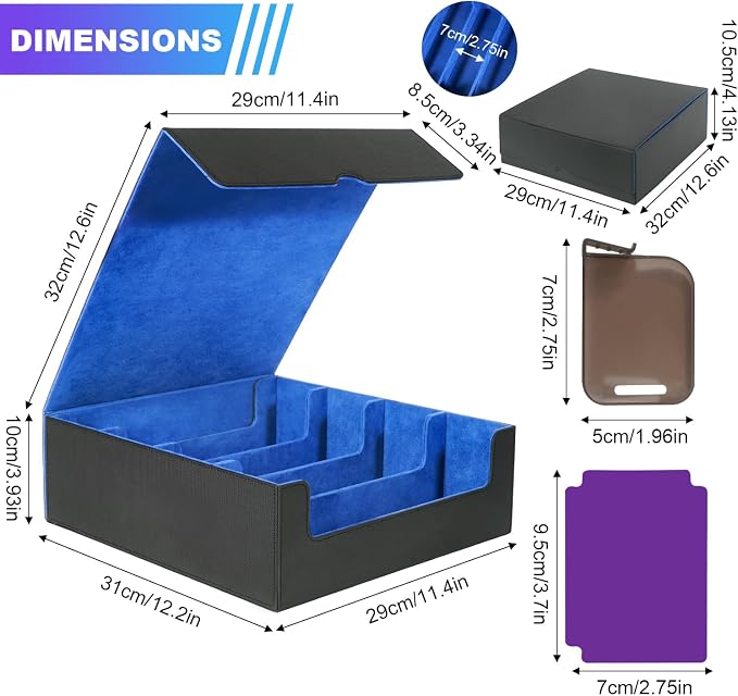 Card Organizer Box, 3000+Trading Card Storage Box, PU Leather Card Organizer Box - Image 6