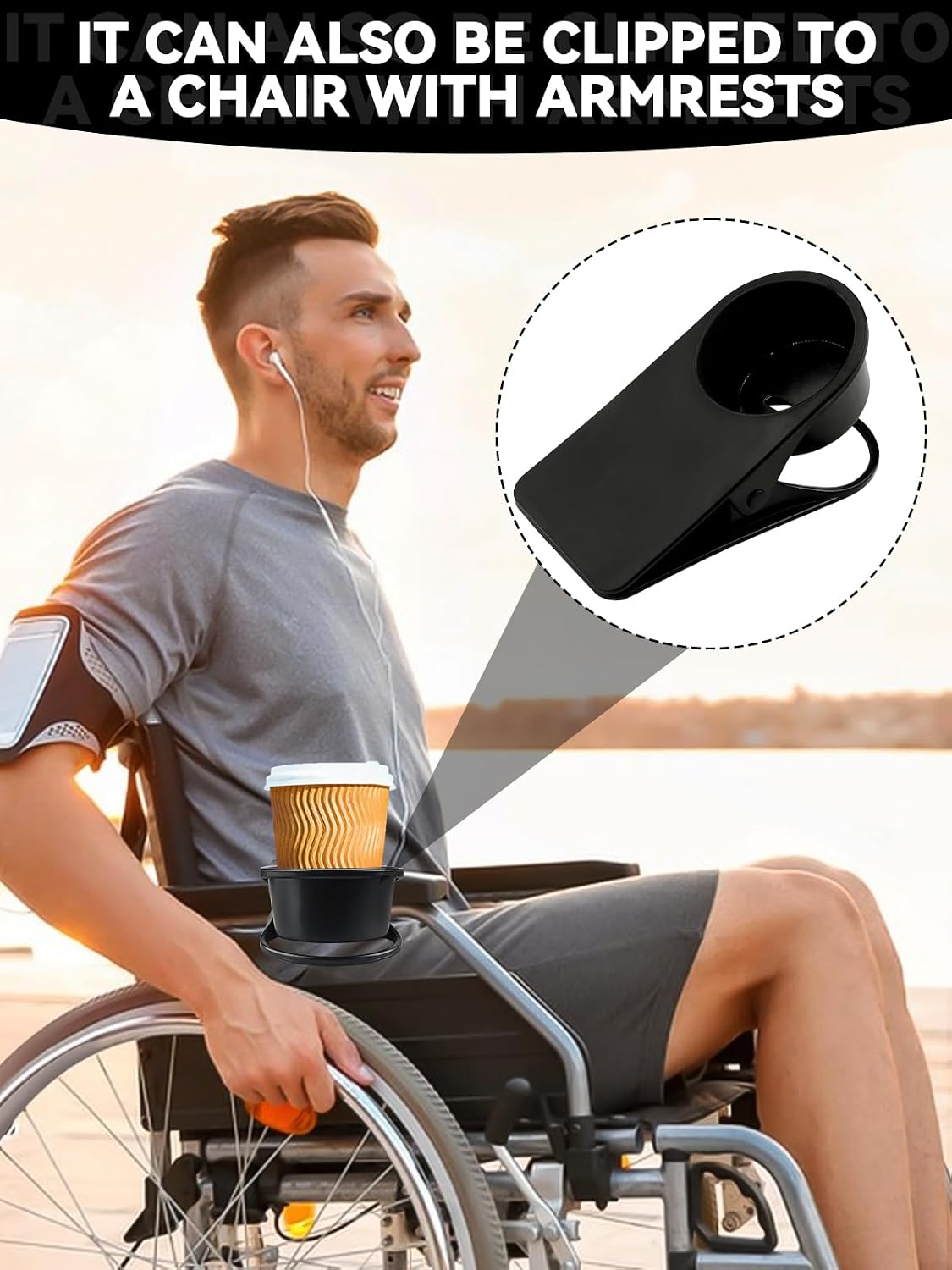 1PCS Clip on Cup Holder for Chair, Kalolary Desk Drink Holder Clamp