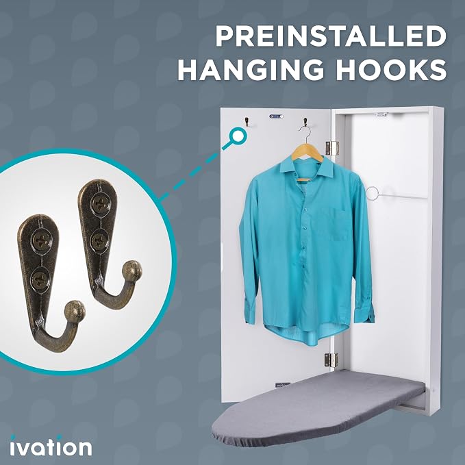 Ivation Wall-Mounted Ironing Board Cabinet, Foldable Ironing Storage Station - Image 5