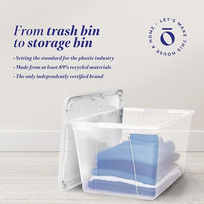 HOMZ 2-Pack Snaplock, Large Clear Plastic Storage Organizer Bins w/Lids - Image 8