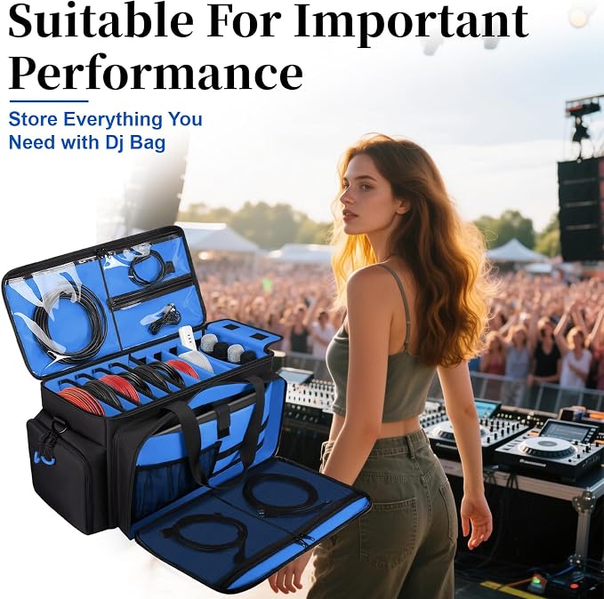 Large Dj Cable Bag with Laptop and Microphone Pocket, Dj Bag - Image 8