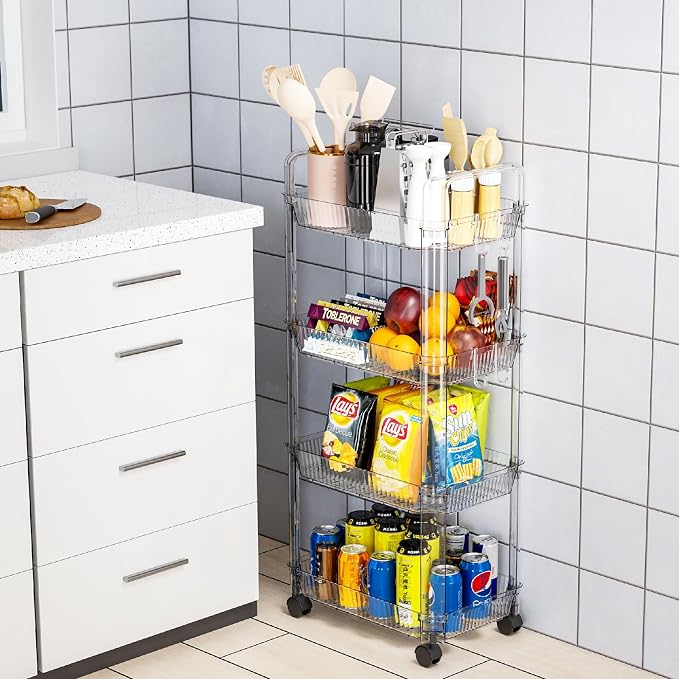 Yieach Clear 4 Tier Rolling Utility Cart - Image 5