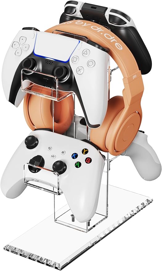 Crpich Acrylic Controller Stand, 3-Tier Headphone and Game Controller Holder by Crpich