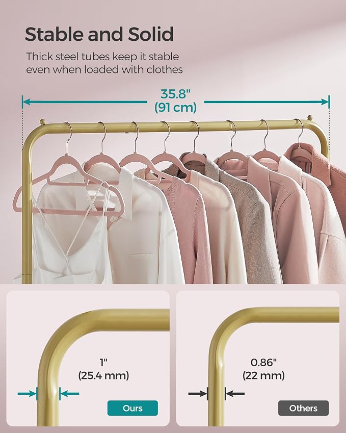 SONGMICS Clothes Rack with Wheels, Clothing Rack - Image 5
